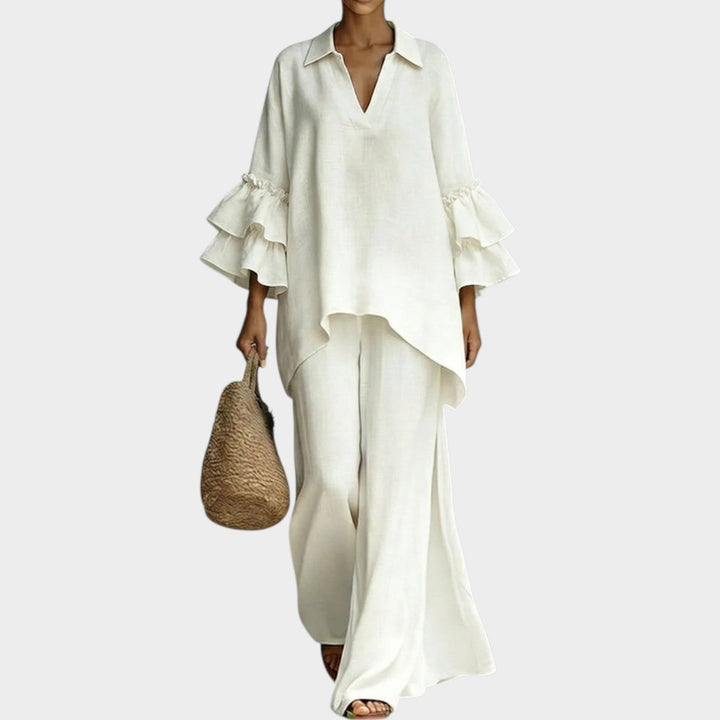 Lucienne | Collared V-Neck Two-Piece Set
