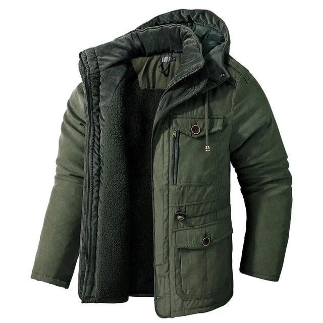 Men's Sherpa Puffer Snow Winter Jacket - Army green