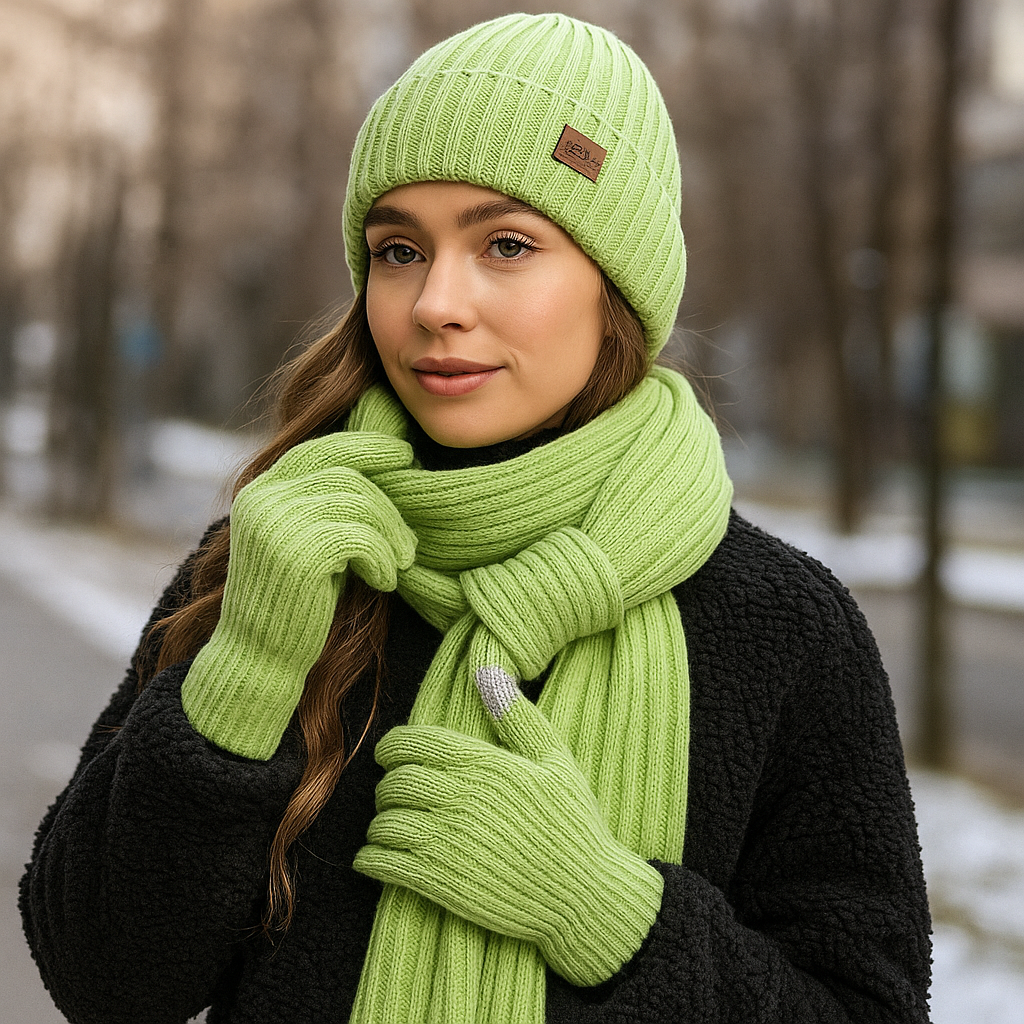 Women's Crochet Beanie - Green