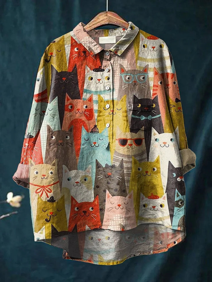 Sheena Cat Art Shirt | Artistic Long Sleeve Shirt