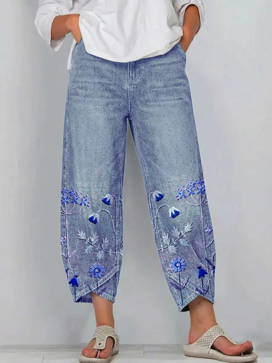 Quintine | Floral-Embroidered Trouser