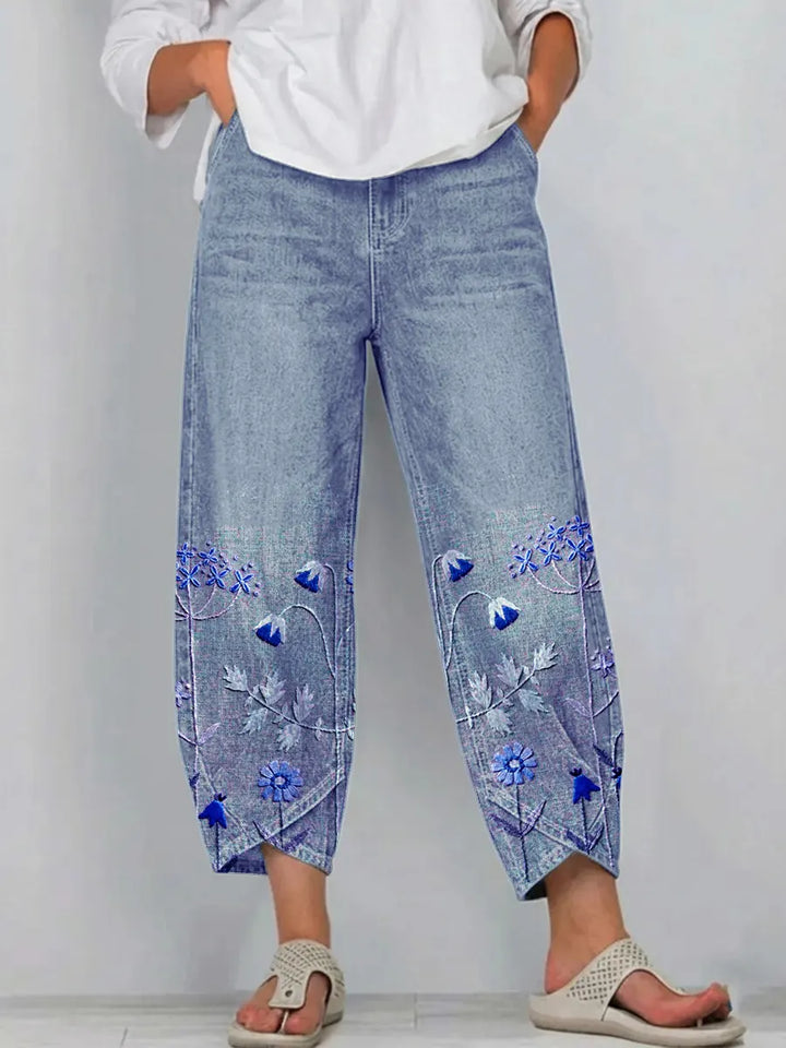 Quintine | Floral-Embroidered Trouser