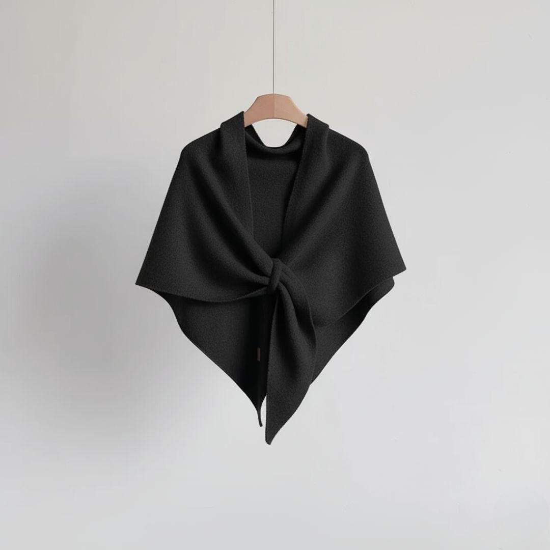 Women's Knit Wool Triangle Scarf - Midnight Black