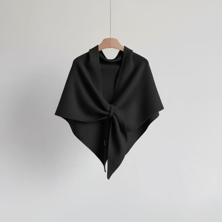 Women's Knit Wool Triangle Scarf - Midnight Black