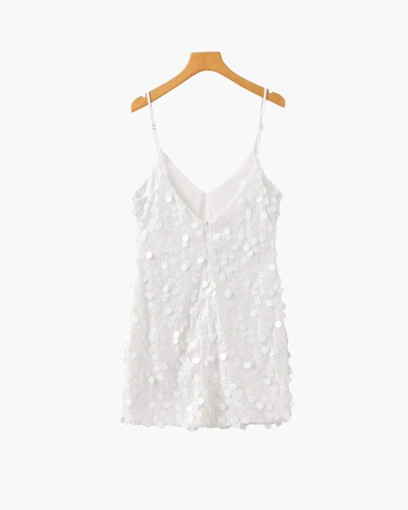 Women's Tank Sequin V-Neck Mini Going Out Top