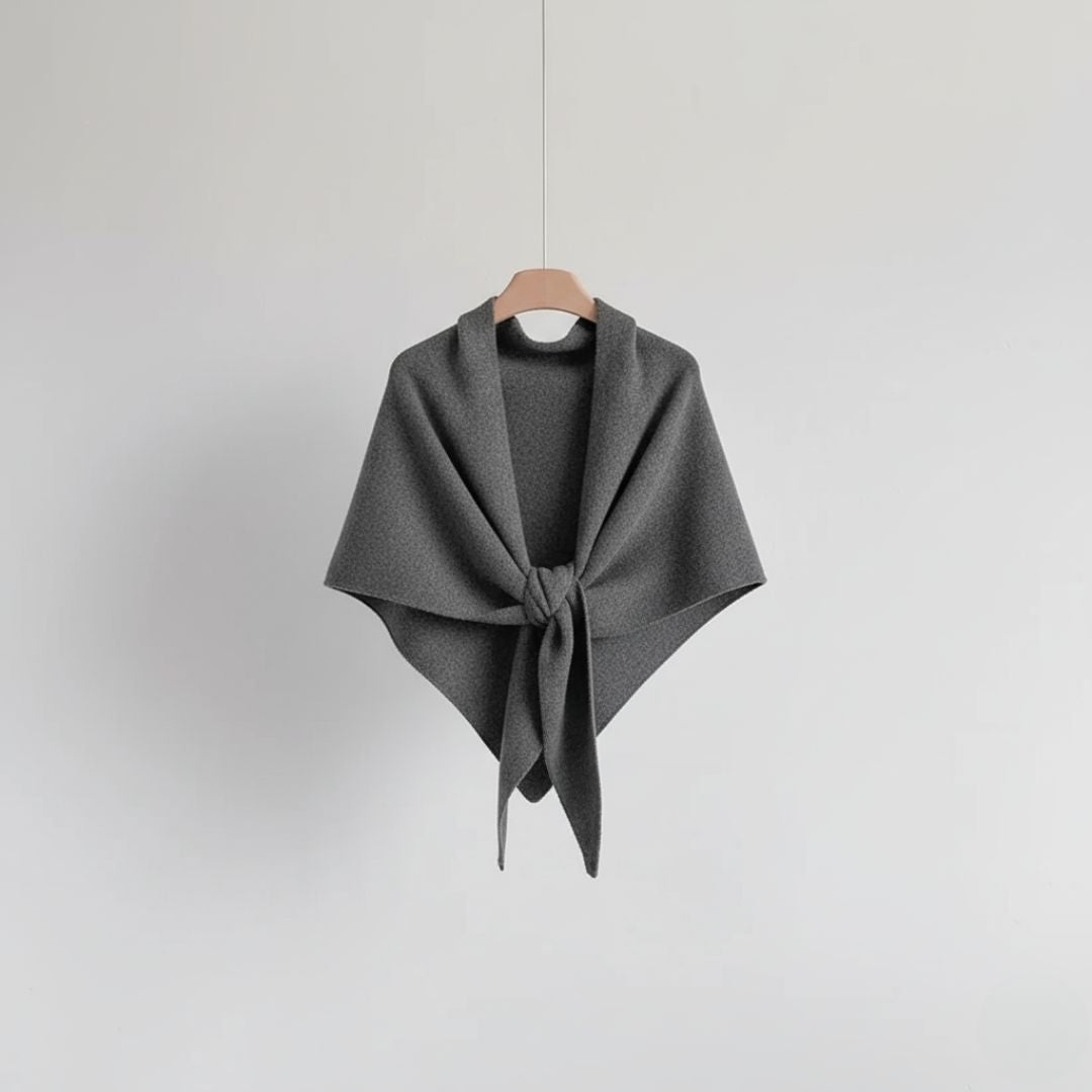 Women's Knit Wool Triangle Scarf - Anthracite Grey