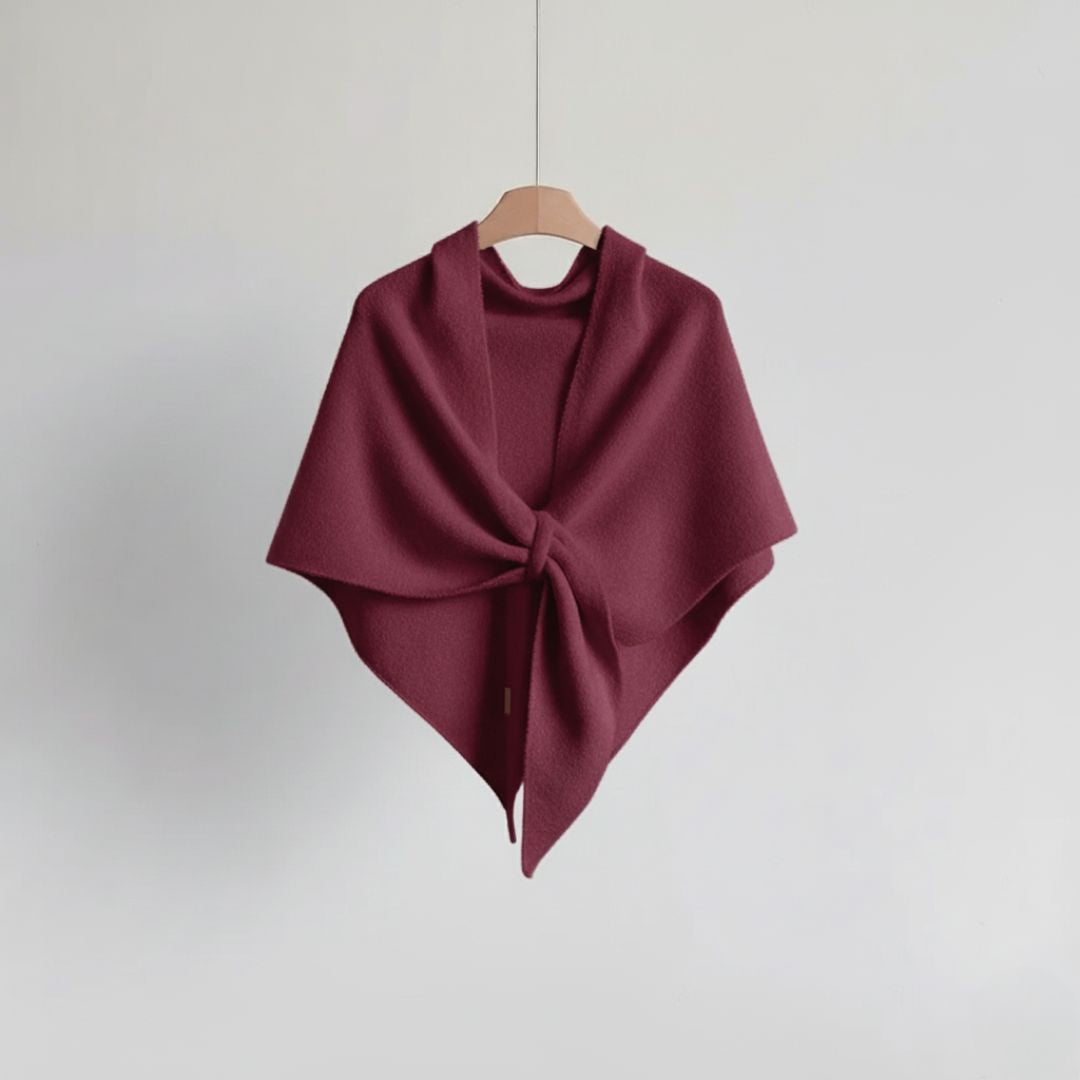 Women's Knit Wool Triangle Scarf - Burgundy