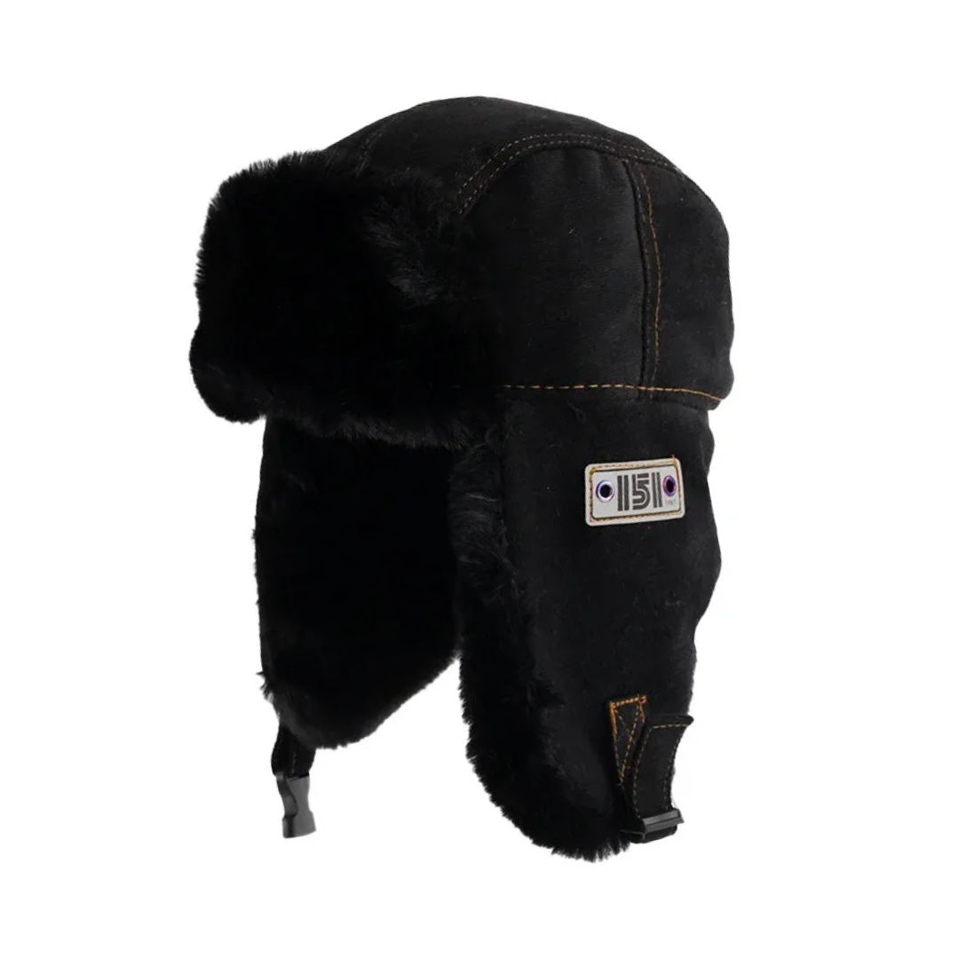Faux Fur Lined Ushanka - Black