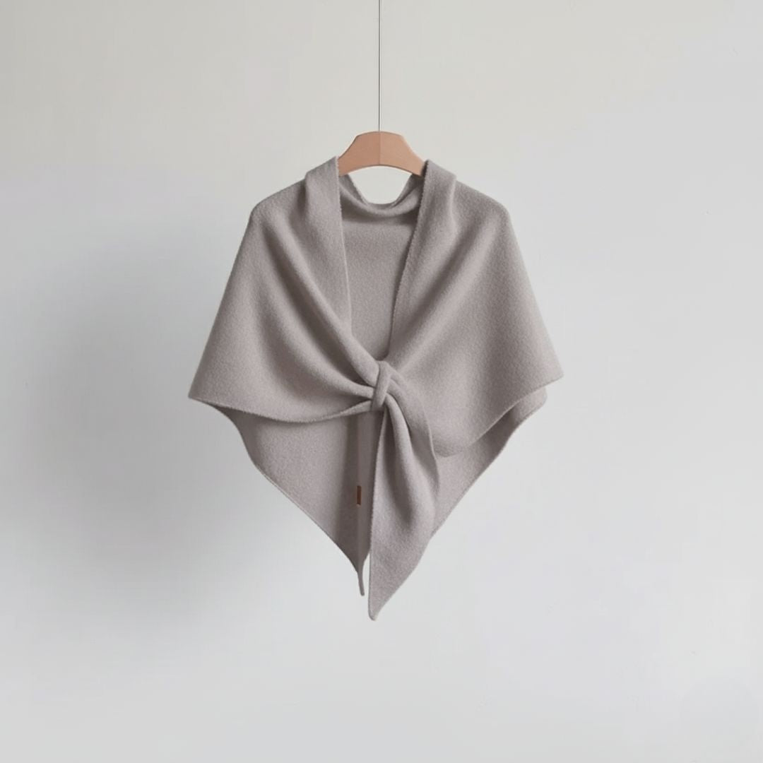 Women's Knit Wool Triangle Scarf - Stone Grey