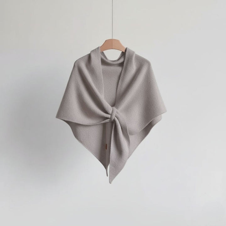 Women's Knit Wool Triangle Scarf - Stone Grey