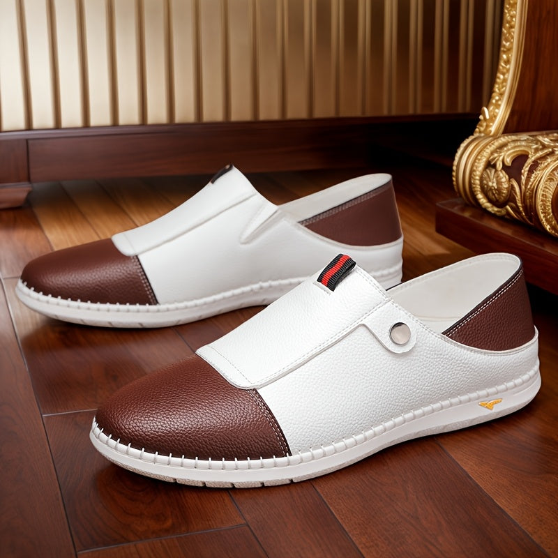 Men’s Two-Tone Slip-On Sneakers | Casual Comfort Walking Shoes | Lightweight Everyday Wear