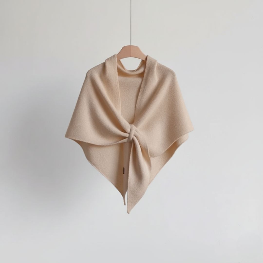 Women's Knit Wool Triangle Scarf - Autumn Beige