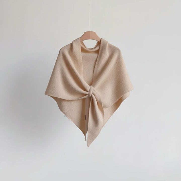 Women's Knit Wool Triangle Scarf - Autumn Beige