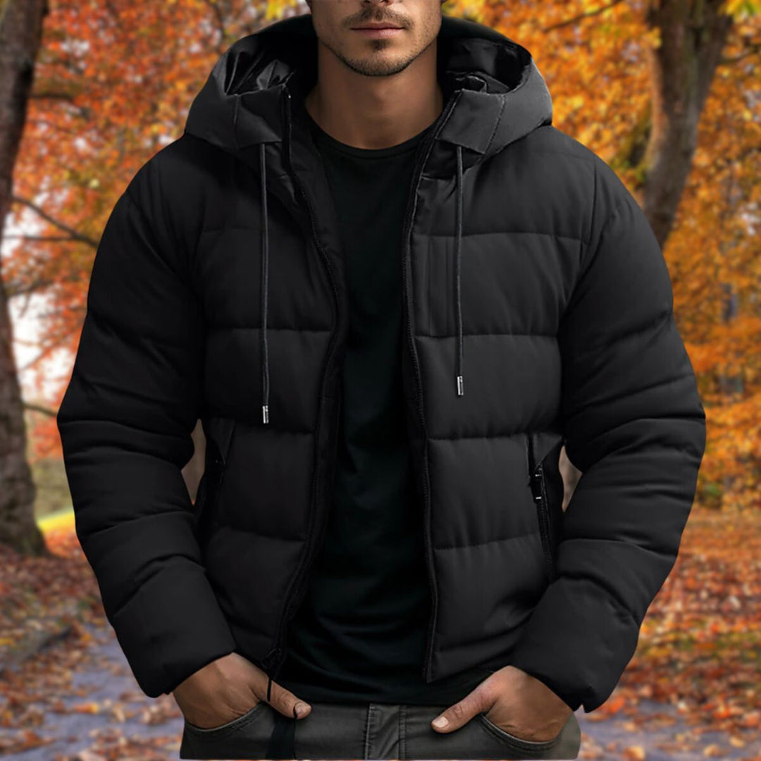 Men's Waterproof Puffer Rain Winter Jacket - Black