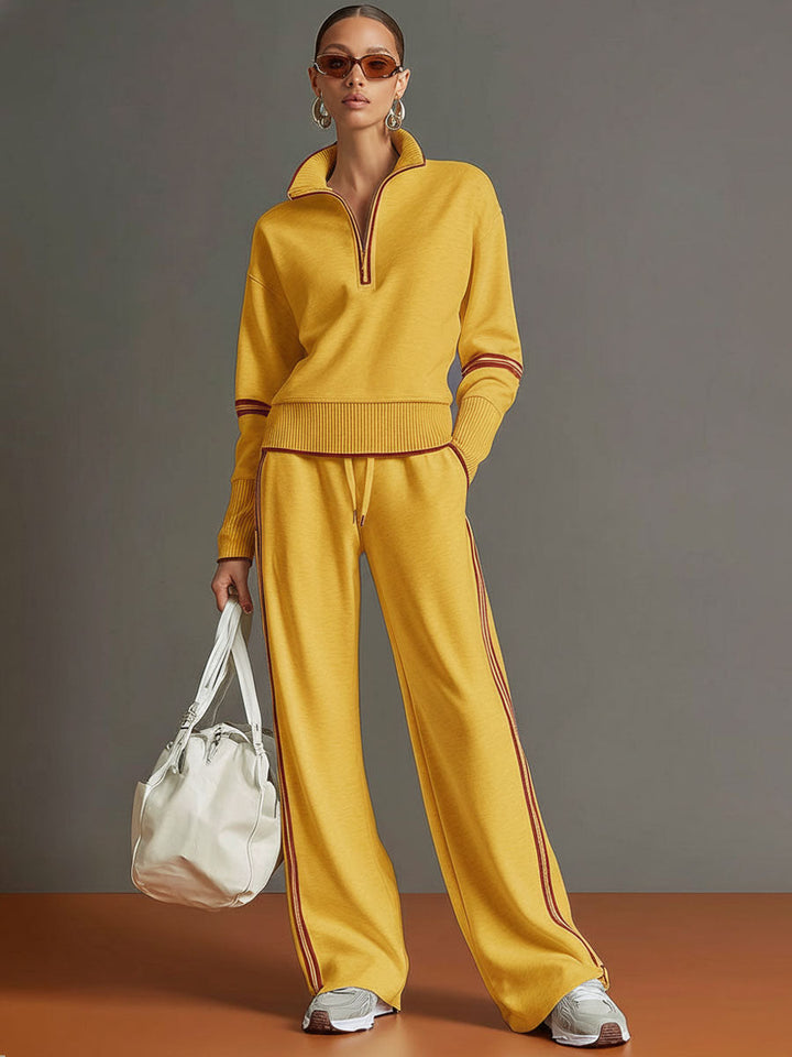 Christèle | Stripe-Trim Two-Piece Set
