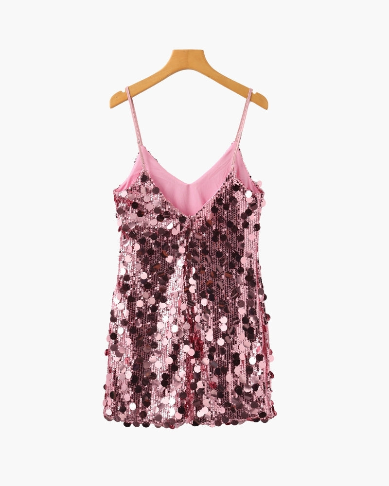 Women's Tank Sequin V-Neck Mini Going Out Top
