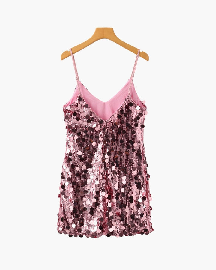 Women's Tank Sequin V-Neck Mini Going Out Top