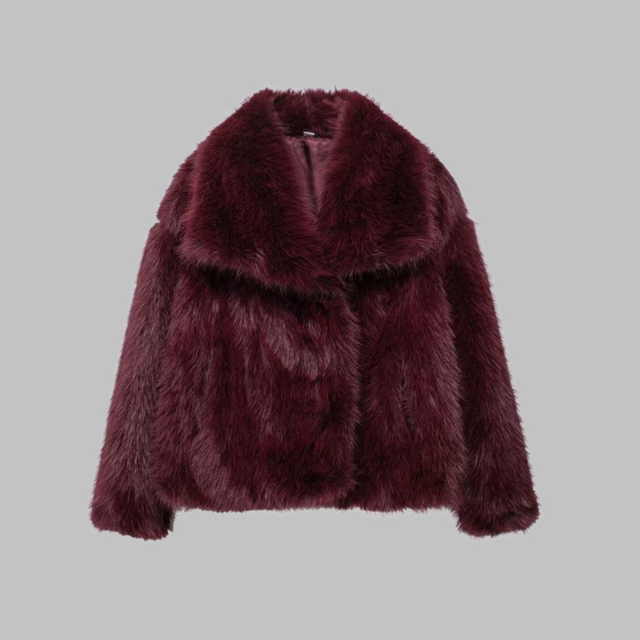 Women's Elegant Winter Faux Fur Coat - Claret