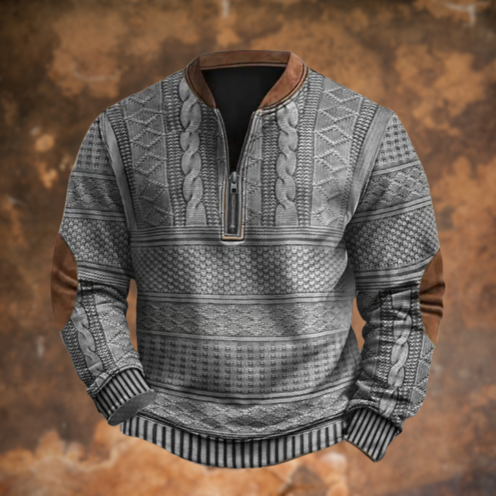 Men's Knit Quarter Zip Polo Sweater - Grey