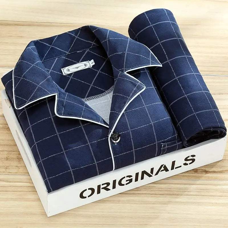 Men's Lounge Matching Long Indigo Pajama Set - East Bay