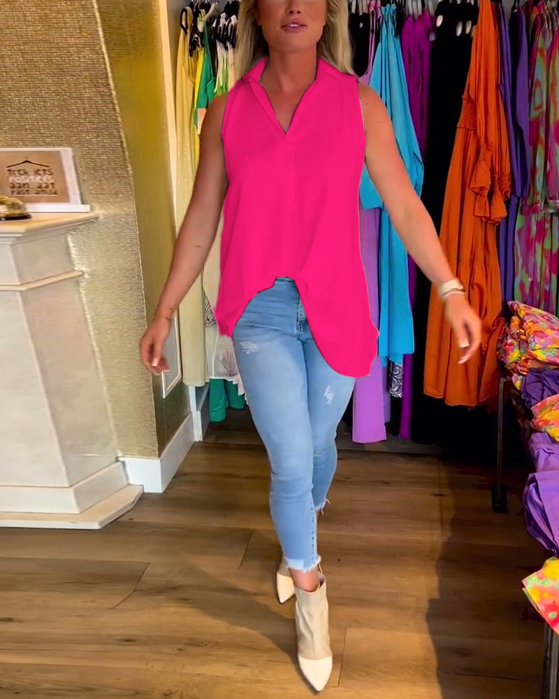 Fionnuala | Collared Sleeveless Top