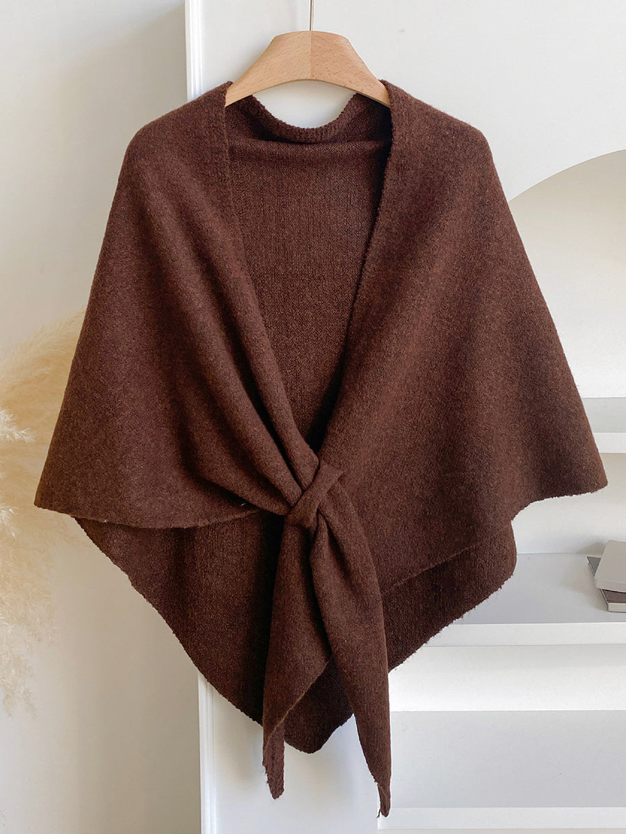 Women's Alpaca Wool Winter Triangle Scarf - Brown