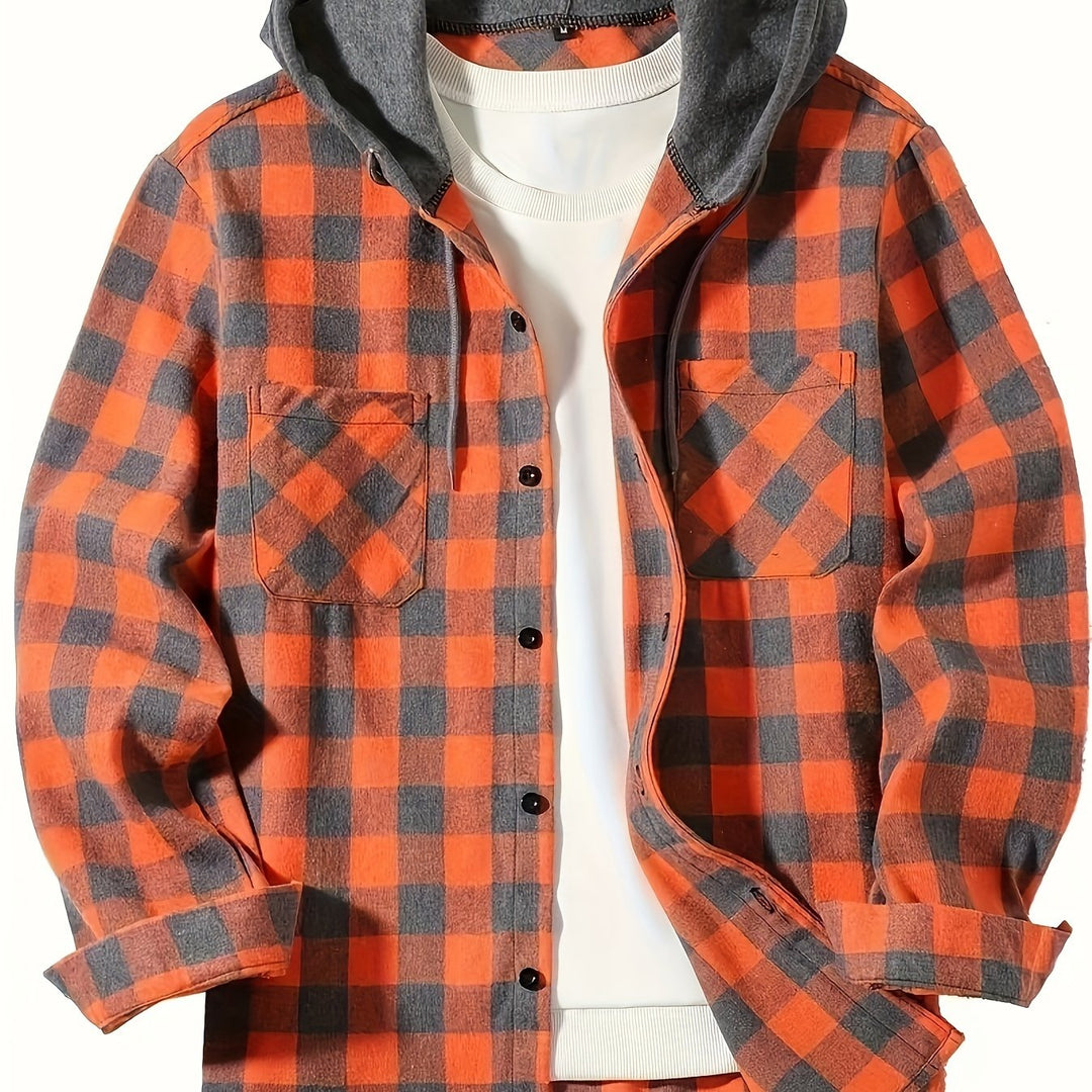 Men's Plus Size Hooded Relaxed Fit Overshirt