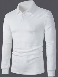 Men's Cotton Waffle Knit Henley with a Three-Button Placket