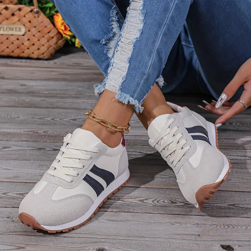 Women's Chic Lace-Up Orthopedic Sneakers - Navy