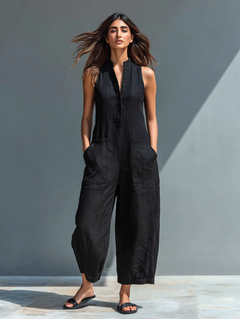 Adèle | Relaxed Sleeveless Jumpsuit with Front Pockets