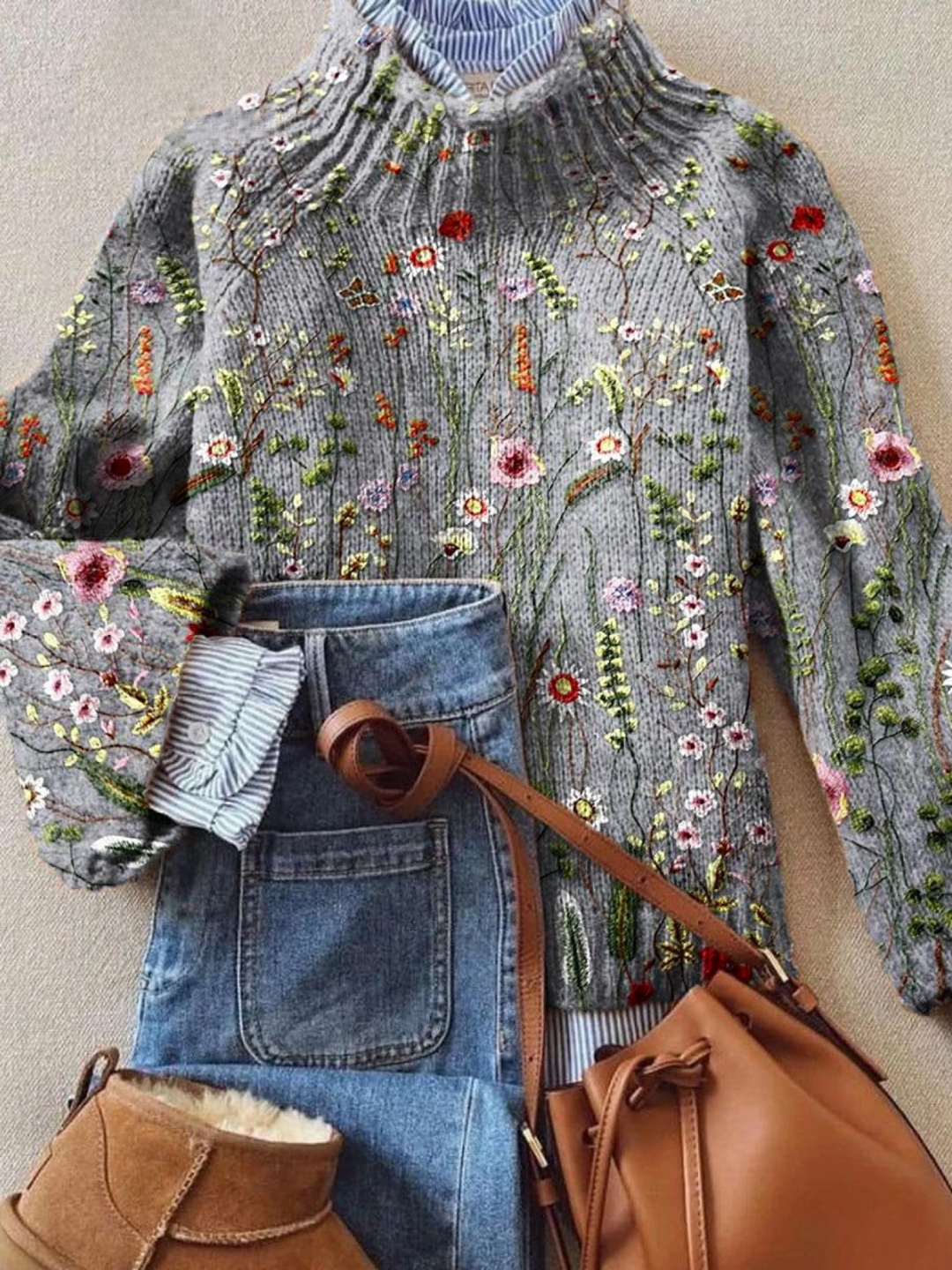 Lilian women's vintage floral knit sweater - photo 2
