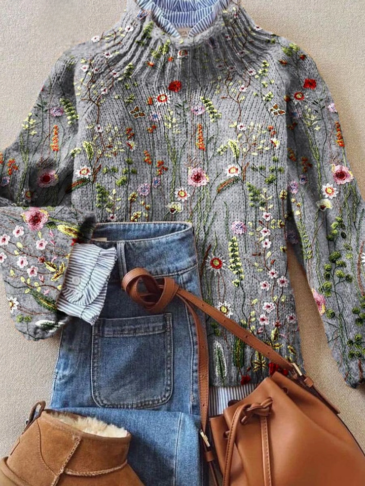 Lilian women's vintage floral knit sweater - photo 2