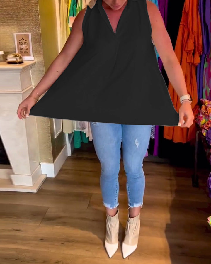 Fionnuala | Collared Sleeveless Top