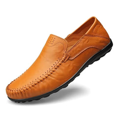 Men's Leather Driving Loafers with a Hand-Stitched Moc Toe