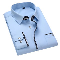 Men's Slim Fit Cotton Dress Shirt with Contrast Trim