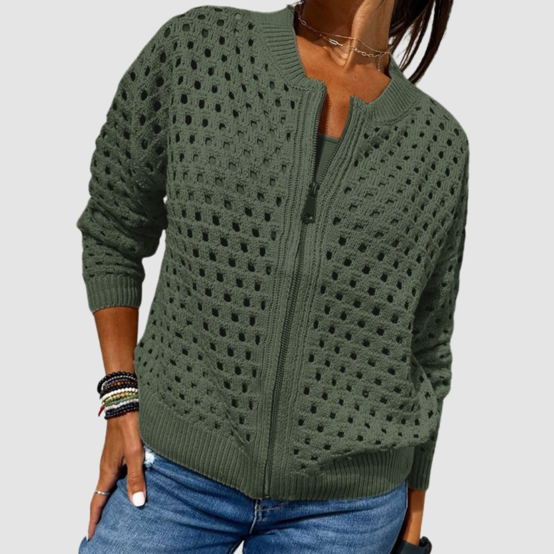 Lisette | Zip-Front Knit Cardigan