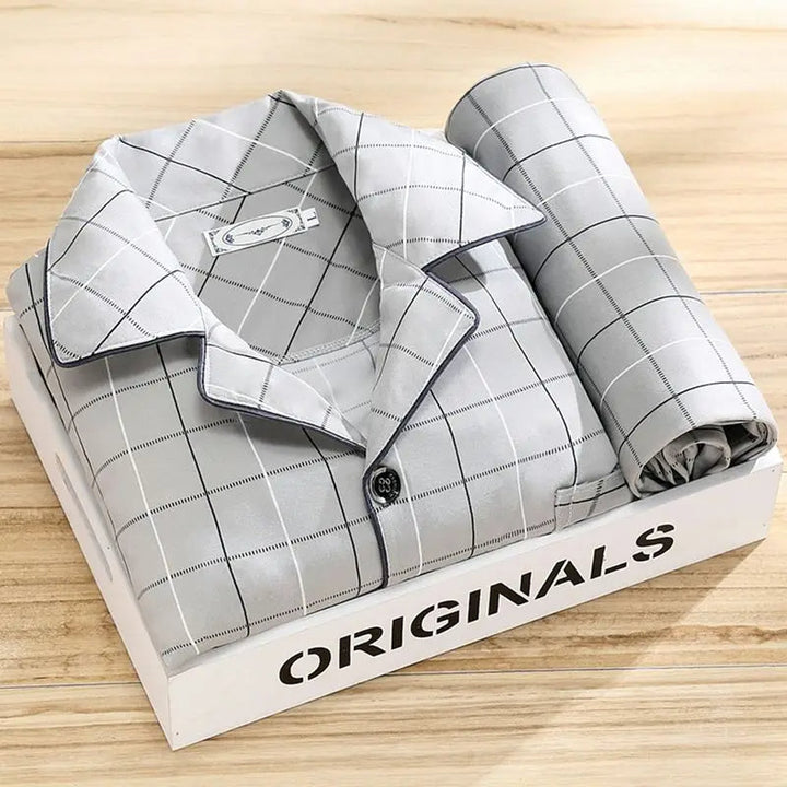 Men's Lounge Matching Long Indigo Pajama Set - Iron Grey