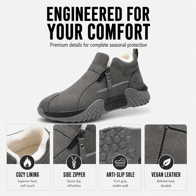 Men's Leather Winter Slip On Thermal Knit Snow Boots