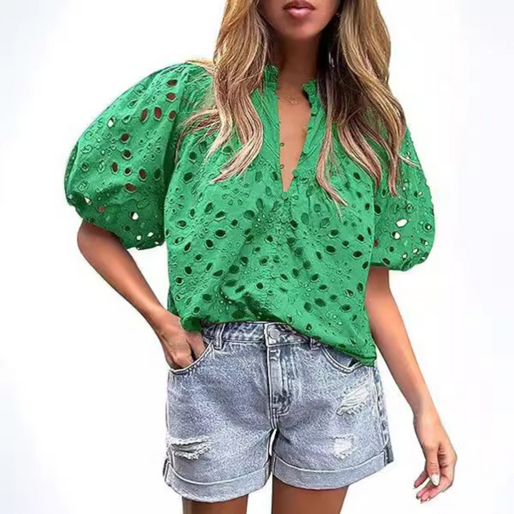 Mayumi Elegant Chic Puff Sleeve Long Sleeve Top | Sophisticated Everyday Top