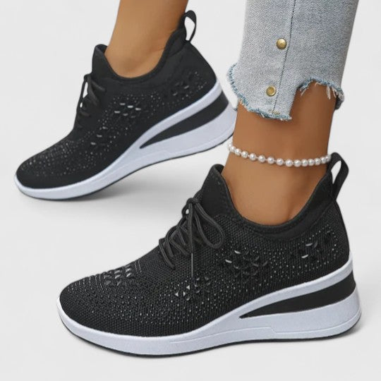 Women's Platform Slip-On Orthopedic Sneakers - Black