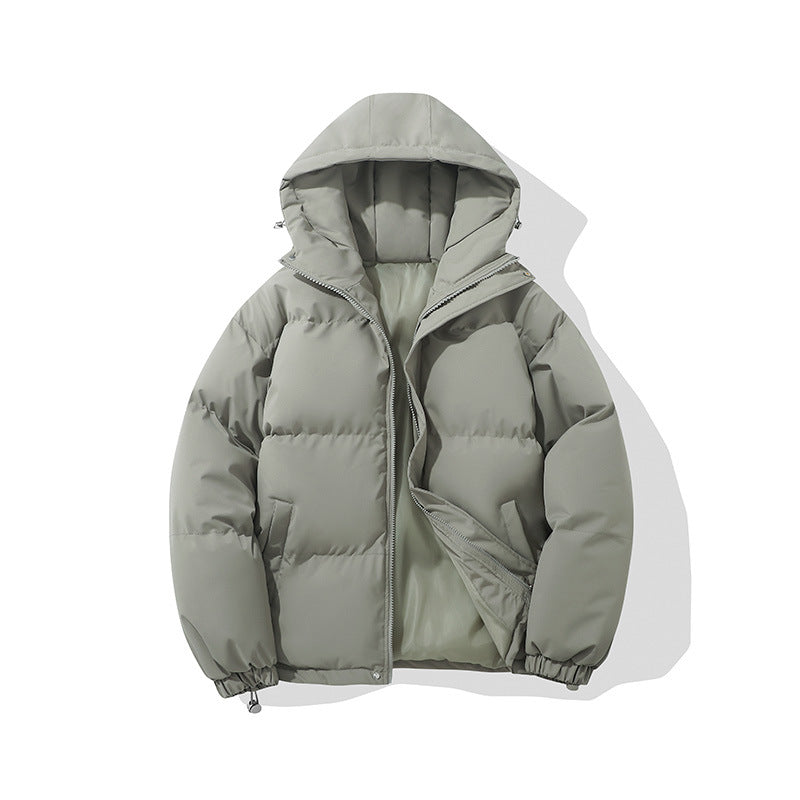 Women's Chic Hooded Puffer Winter Jacket - Grey Green