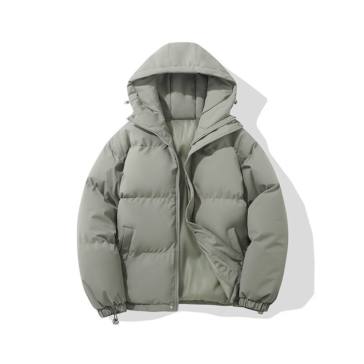 Women's Chic Hooded Puffer Winter Jacket - Grey Green