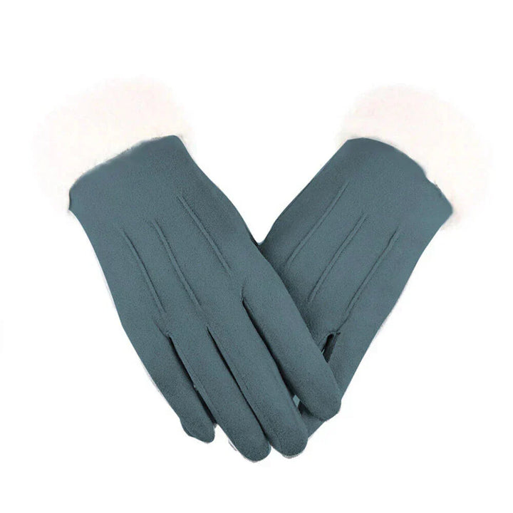 Women's Stylish Warm Winter Suede Gloves - Blue