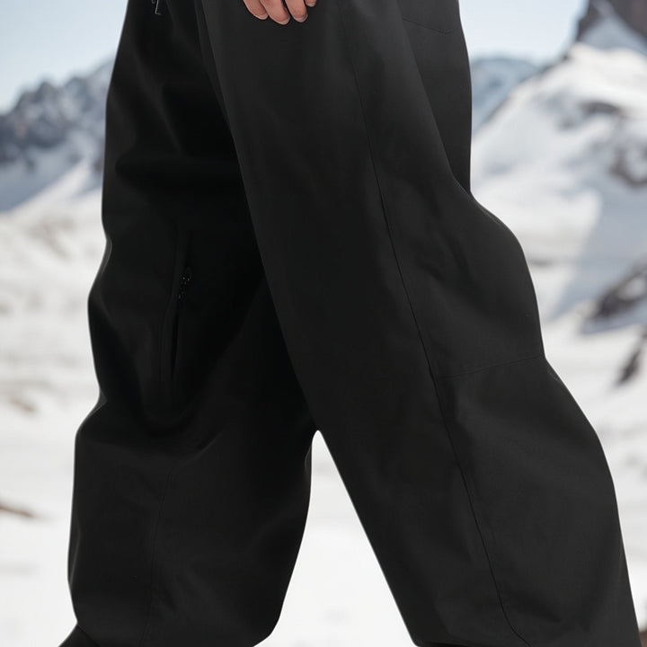 Men's Long Winter Baggy Ski Pants - Black