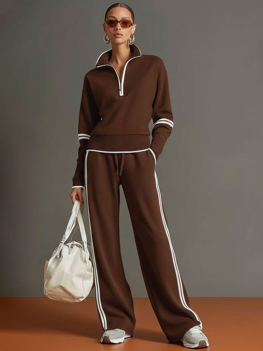 Christèle | Stripe-Trim Two-Piece Set