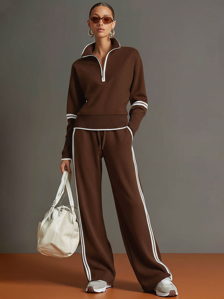 Christèle | Stripe-Trim Two-Piece Set