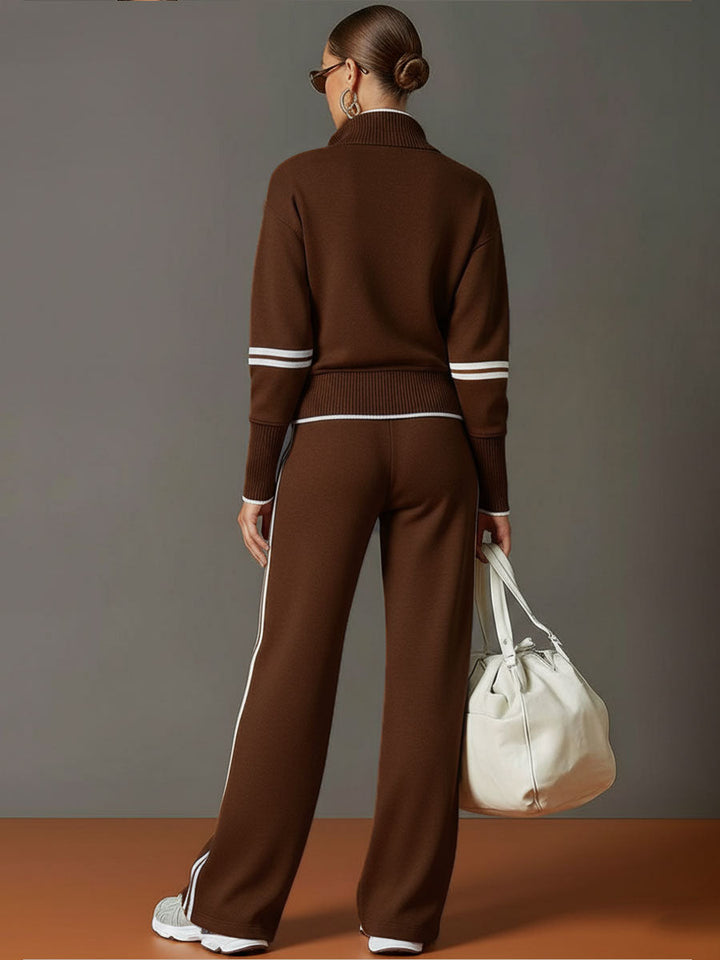 Christèle | Stripe-Trim Two-Piece Set
