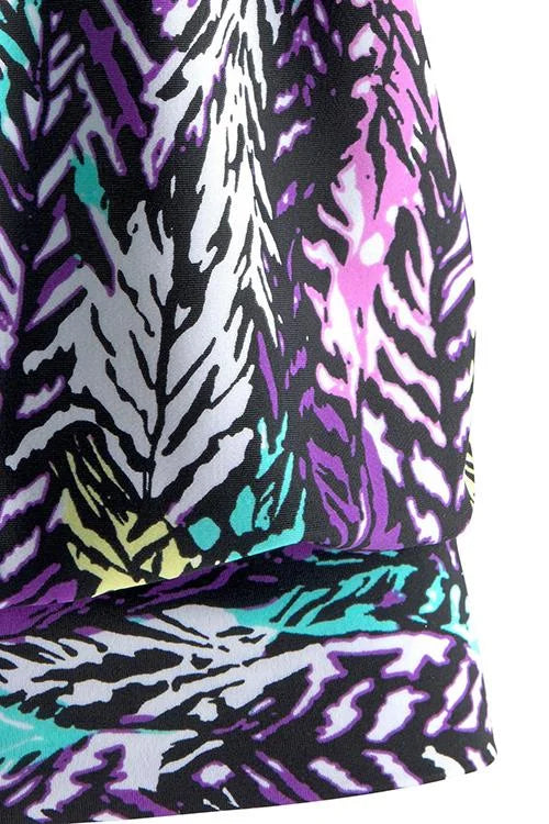 Plume | Belly-Covering Feather Print Tankini Set