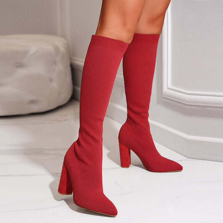 Gwendolyn women's sock fit block heel knee high boots - photo 6