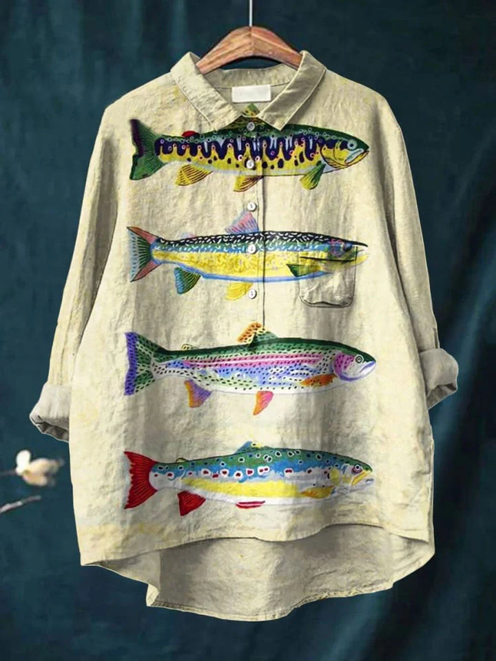 Dara Fish Art Shirt | Artistic Long Sleeve Shirt
